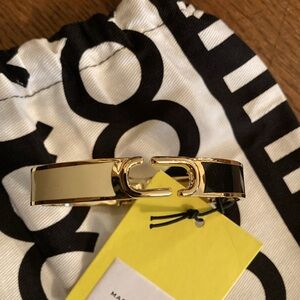 Marc Jacobs Bracelet Black/Gold/Off-White Hinge Bangle Bracelet w/Dust Bag NWT